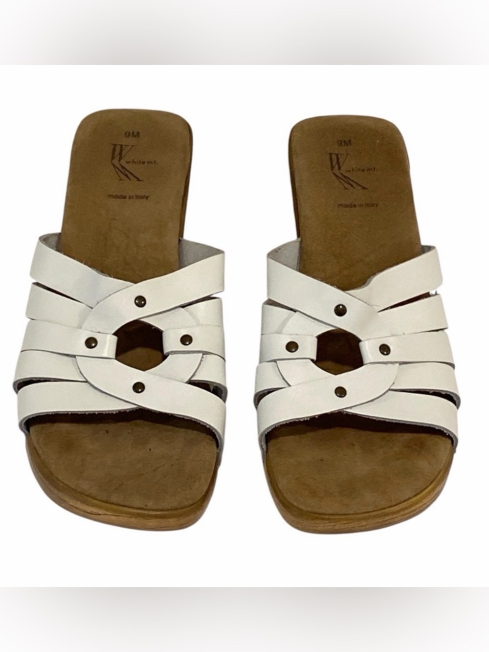 White Mountain White Leather Strap Sandals Women’s Size 9 - Like New